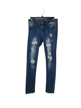 Ripped Dark Blue Skinny Jeans for Women